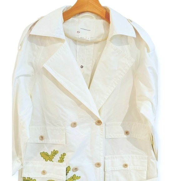 ANTHROPOLOGIE Tropical Printed Oversized Trench Coat Spring Unique Size M NEW - Picture 8 of 15